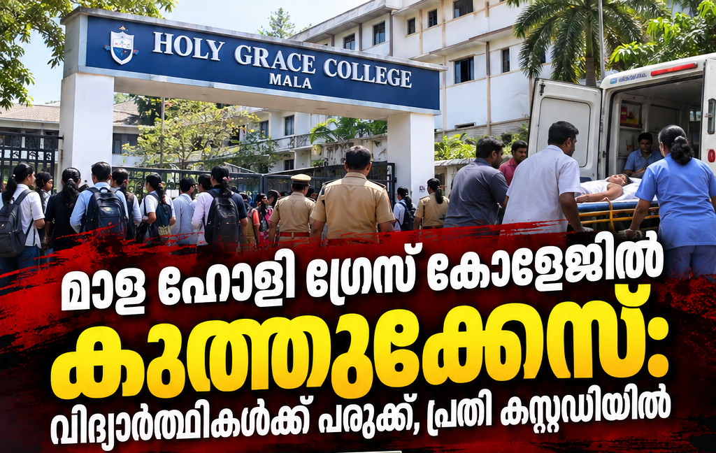 മാള ഹോളി ഗ്രേസ് കോളേജിൽ കുത്തുക്കേസ്: വിദ്യാർത്ഥികൾക്ക് പരുക്ക്, പ്രതി കസ്റ്റഡിയിൽ